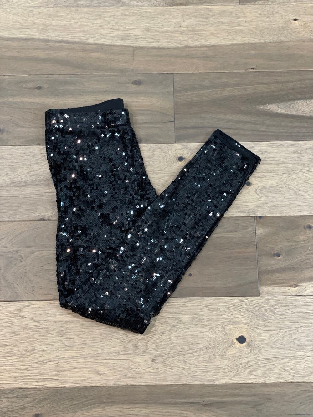 Express Sequin Leggings Size S Black Fully Sequined Elastic Waist